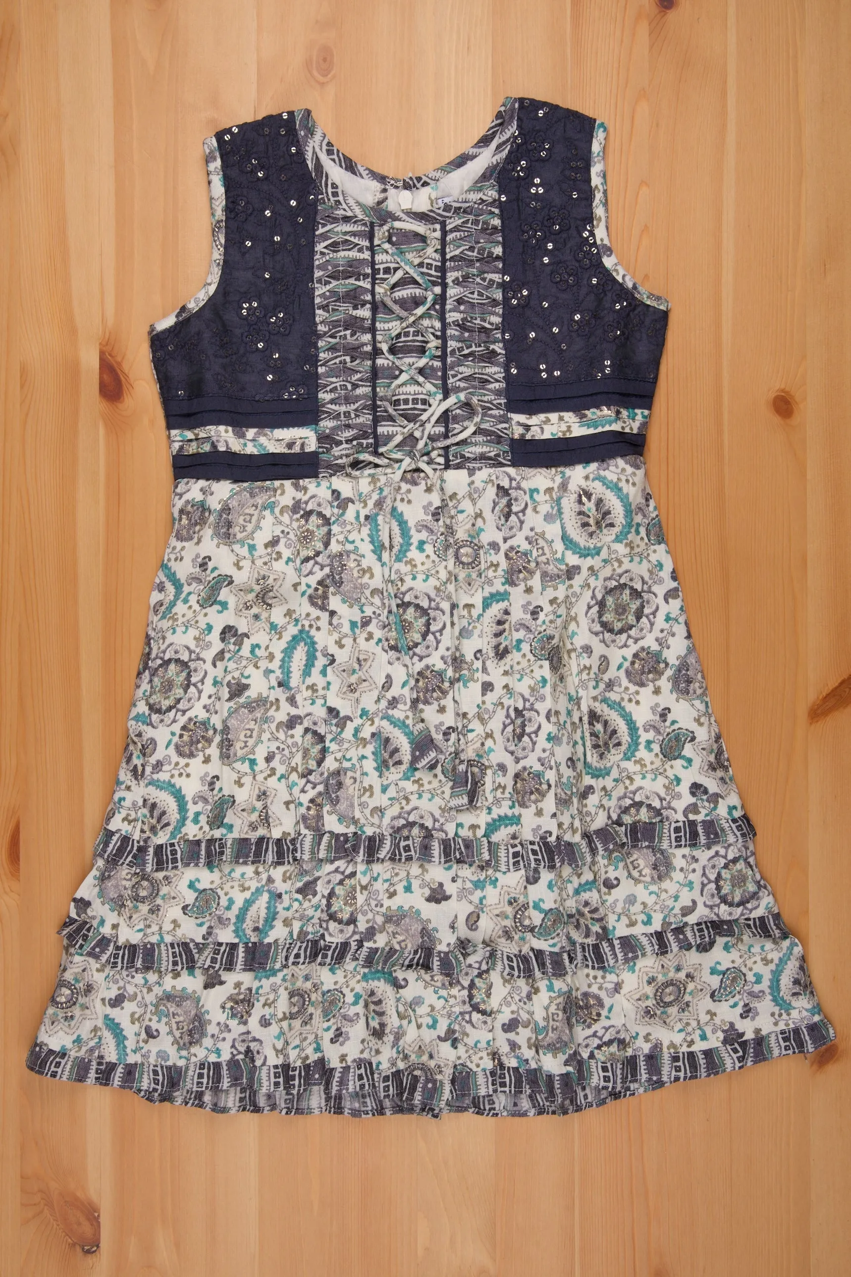 Paisley Half White Cotton Frock - Stylish Embroidered Girls Dress