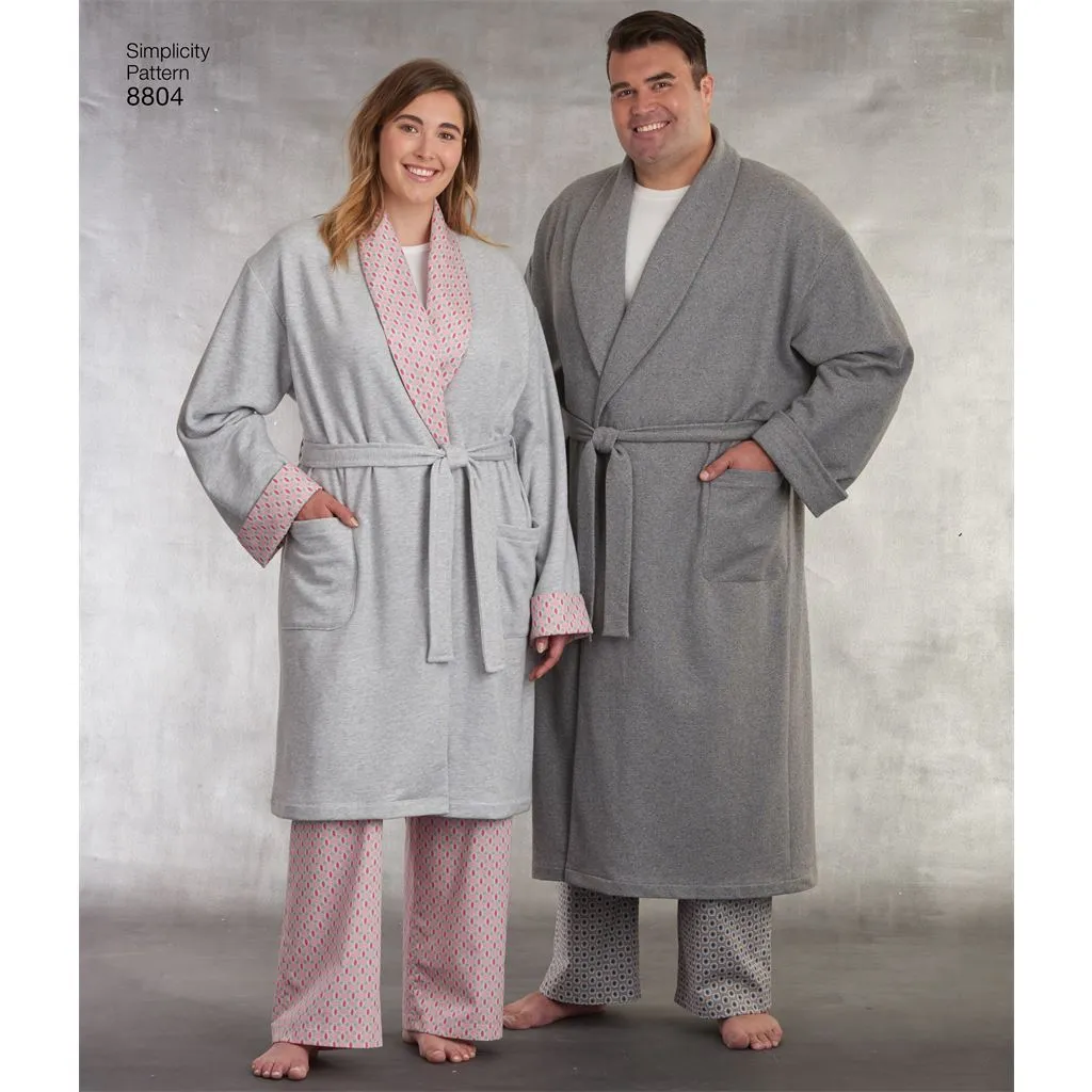 Pattern S8804 Women's and Men's Robe and Pants