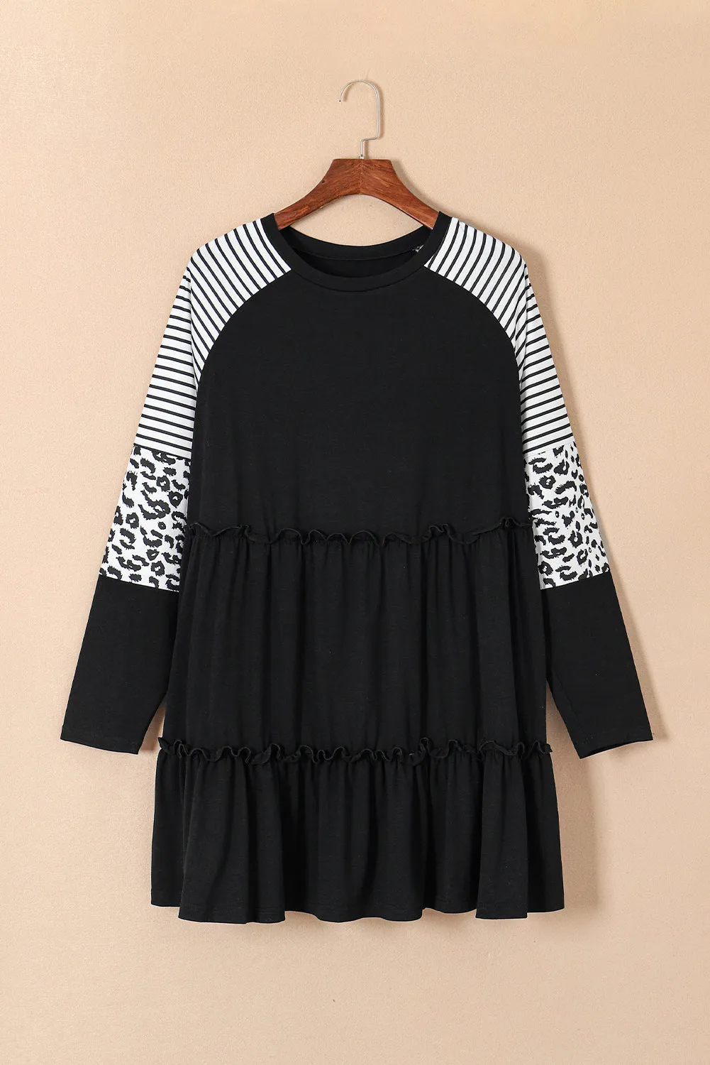 Plus Size Striped Tiered Dress