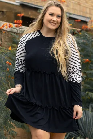 Plus Size Striped Tiered Dress