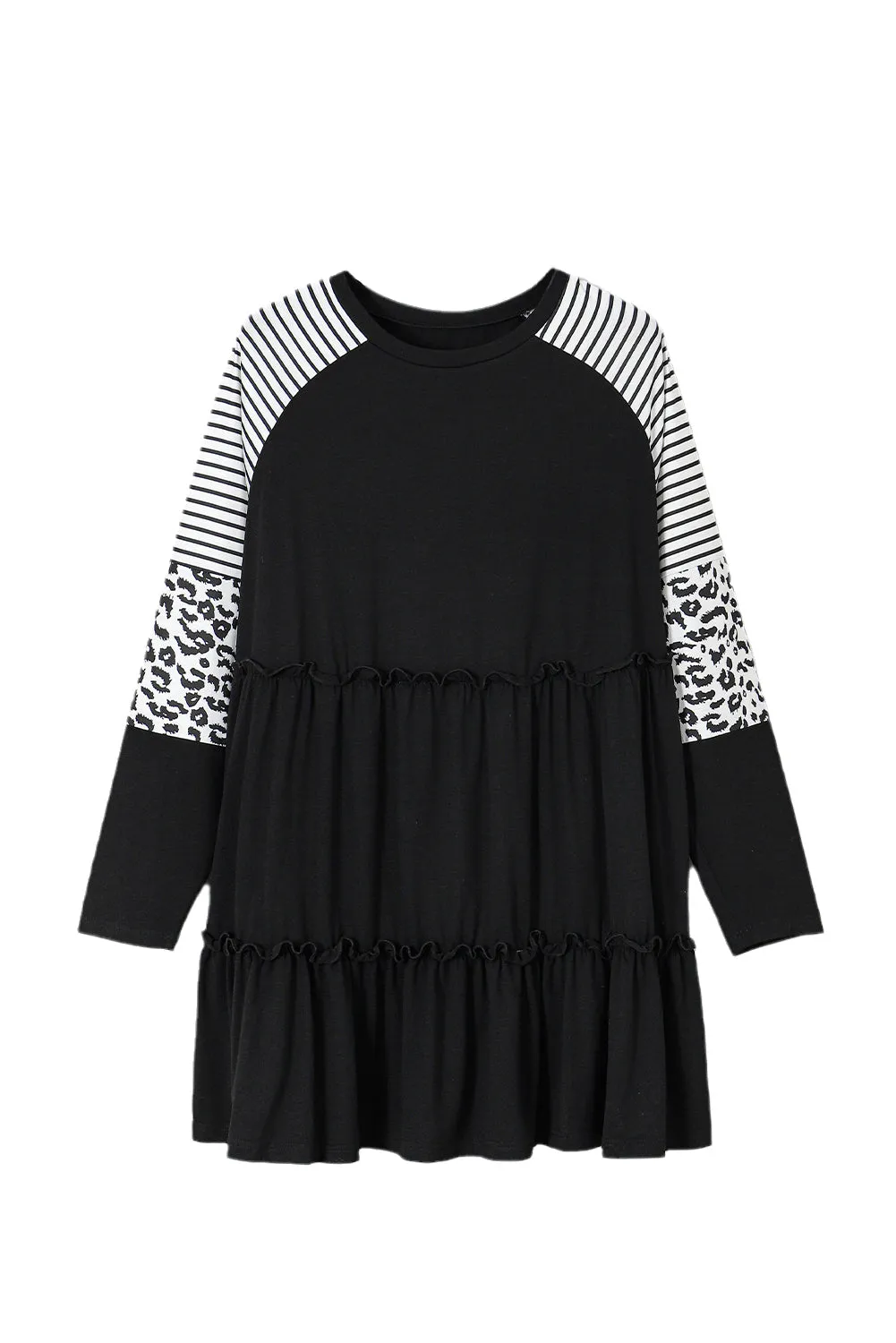 Plus Size Striped Tiered Dress