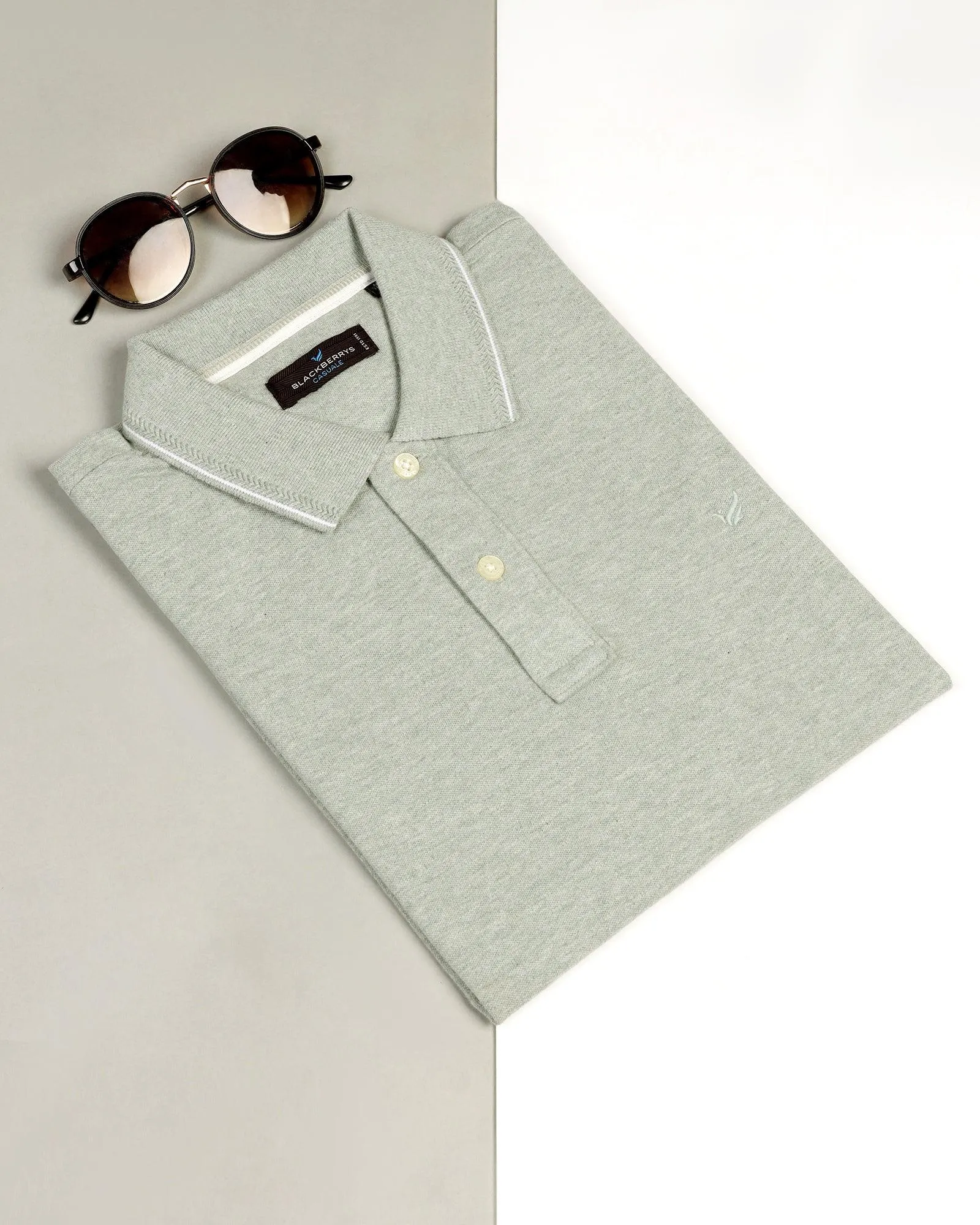 Polo Green Melange Solid T-Shirt - Alec