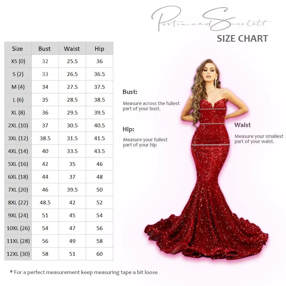 Portia & Scarlett PS24600 Strapless Sequin Embellishment Short Gown
