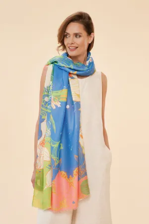 Powder Design Hummingbird Printed Scarf- Denim
