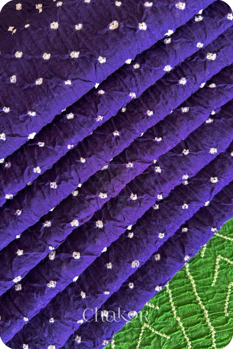 Purple Bandhani Khadi Cotton Saree
