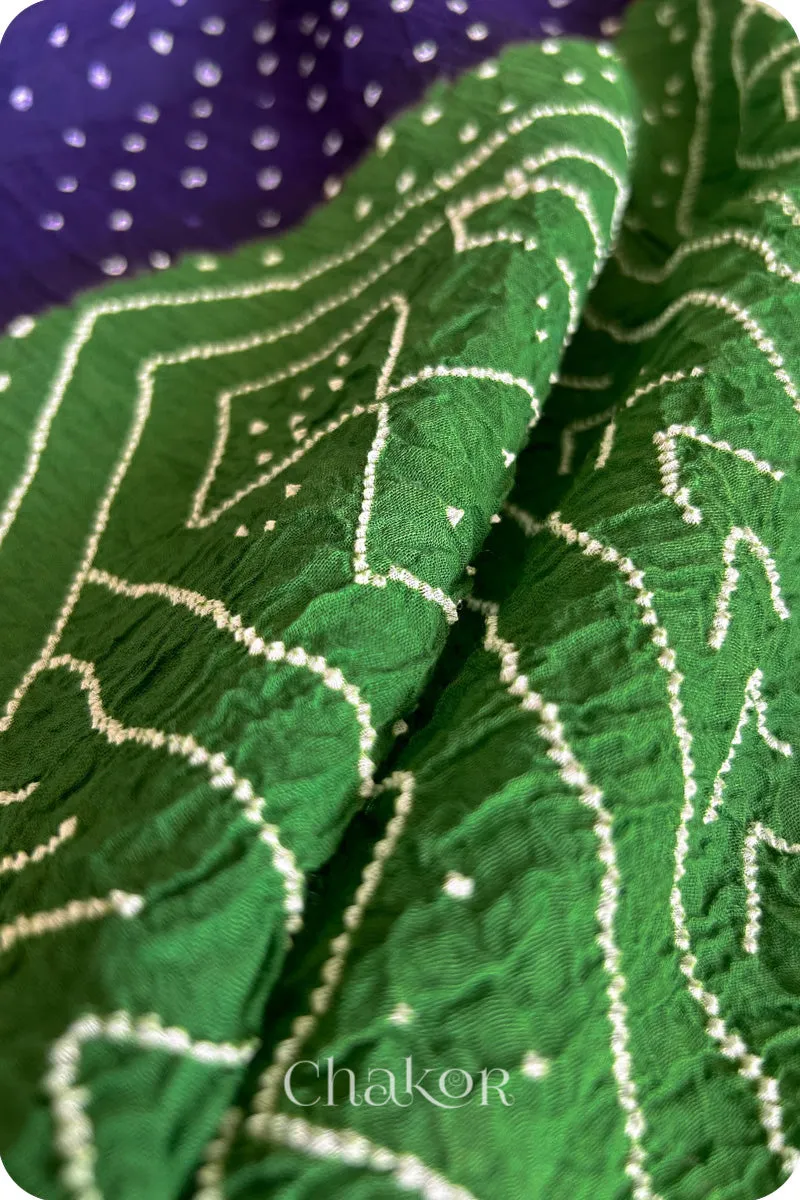 Purple Bandhani Khadi Cotton Saree