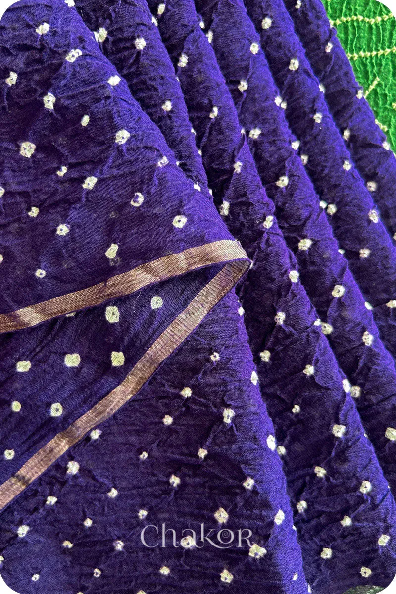 Purple Bandhani Khadi Cotton Saree