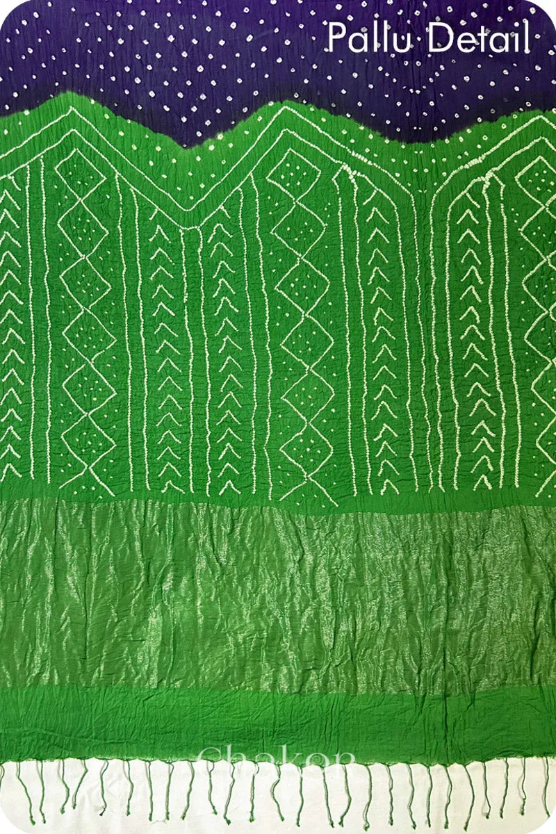 Purple Bandhani Khadi Cotton Saree