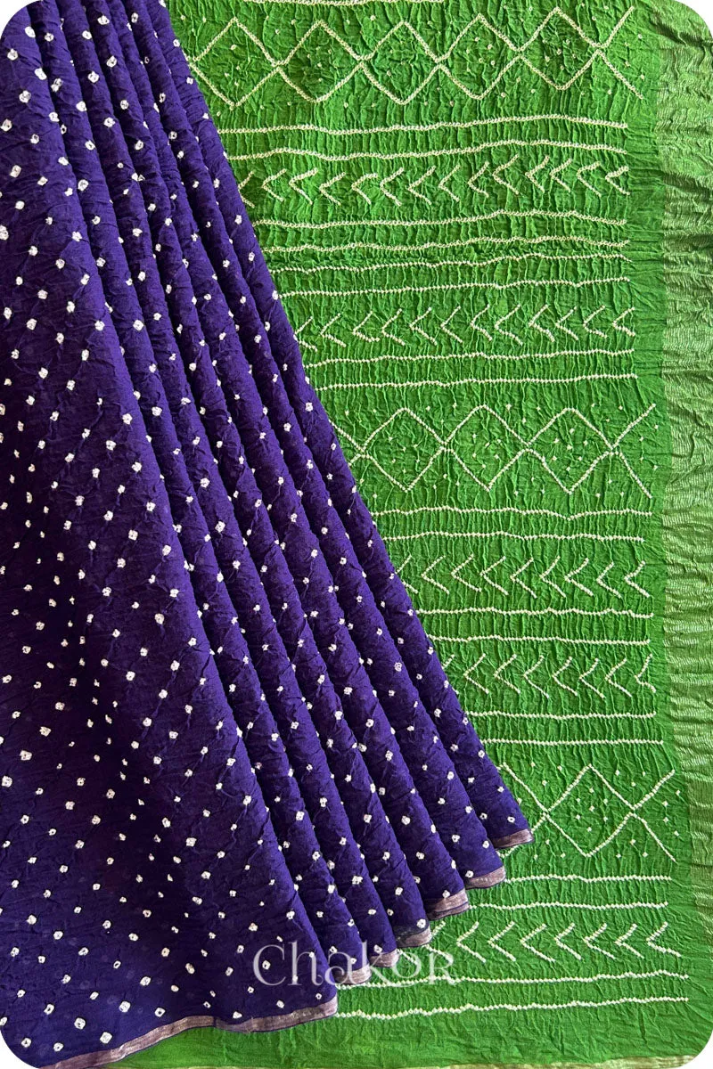 Purple Bandhani Khadi Cotton Saree