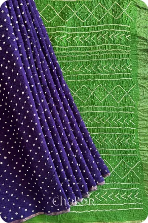 Purple Bandhani Khadi Cotton Saree