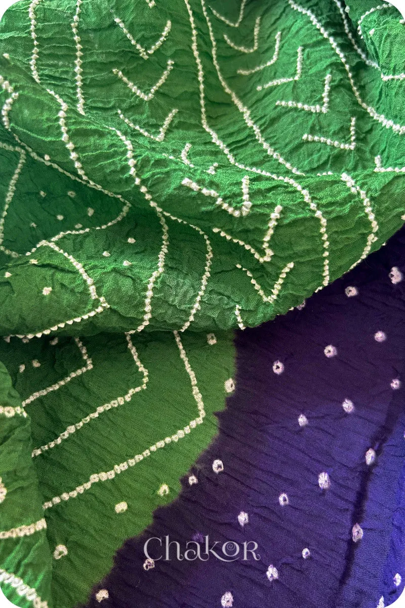 Purple Bandhani Khadi Cotton Saree