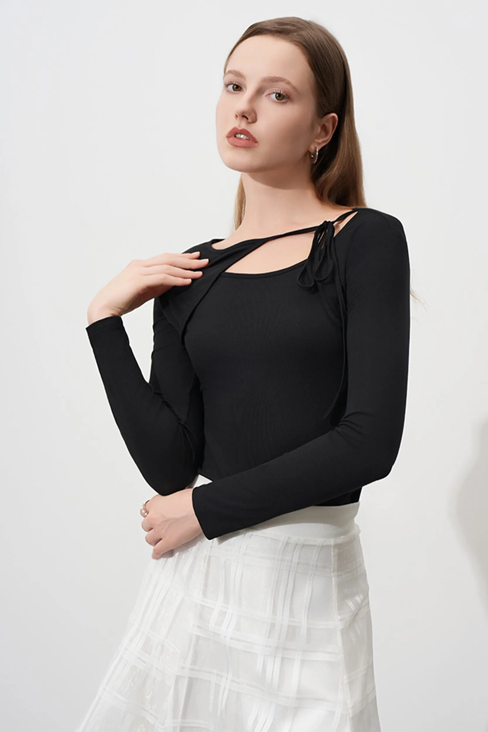 Reina Viscose Slim Fit Long Sleeve Top