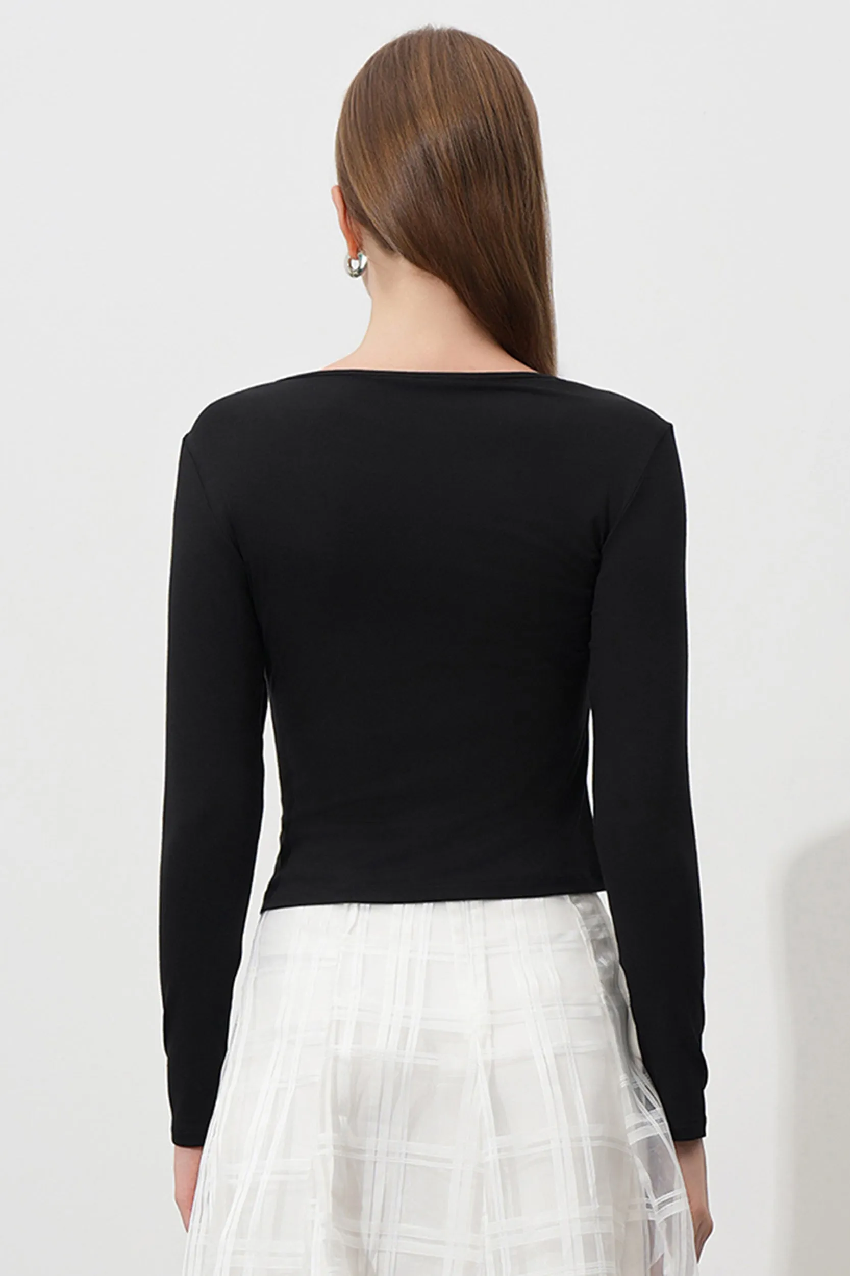 Reina Viscose Slim Fit Long Sleeve Top