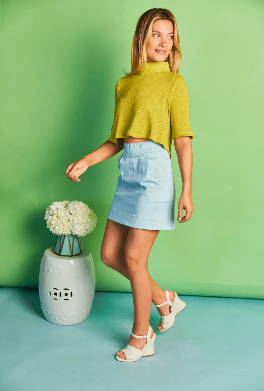 SAMPLE - Twiggy Top - Chartreuse Knit