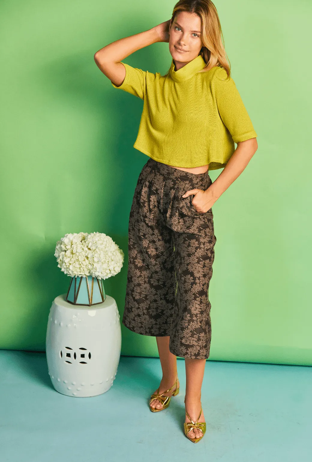 SAMPLE - Twiggy Top - Chartreuse Knit
