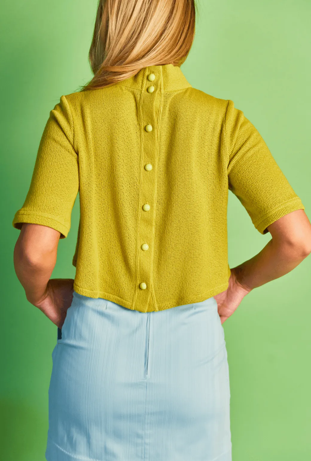 SAMPLE - Twiggy Top - Chartreuse Knit