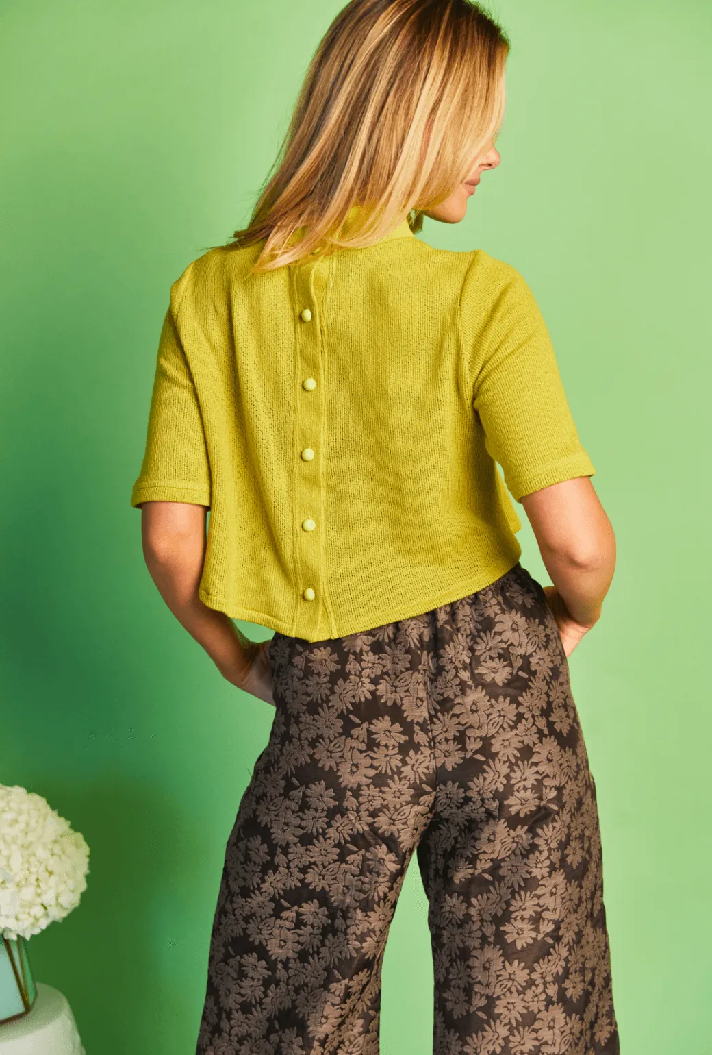 SAMPLE - Twiggy Top - Chartreuse Knit