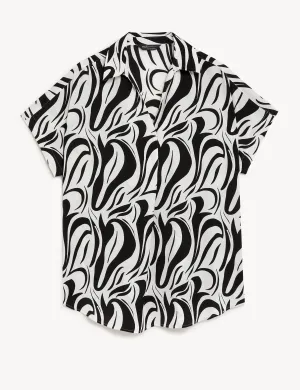Satin Printed Popover Blouse