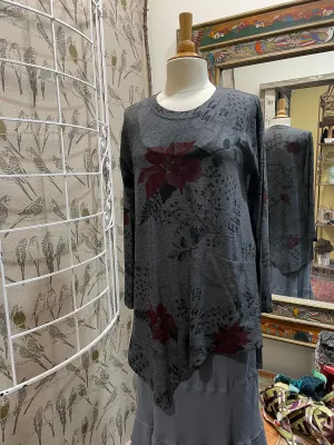 Sharkbite Hem Sweater in Falalala Print by Inoah