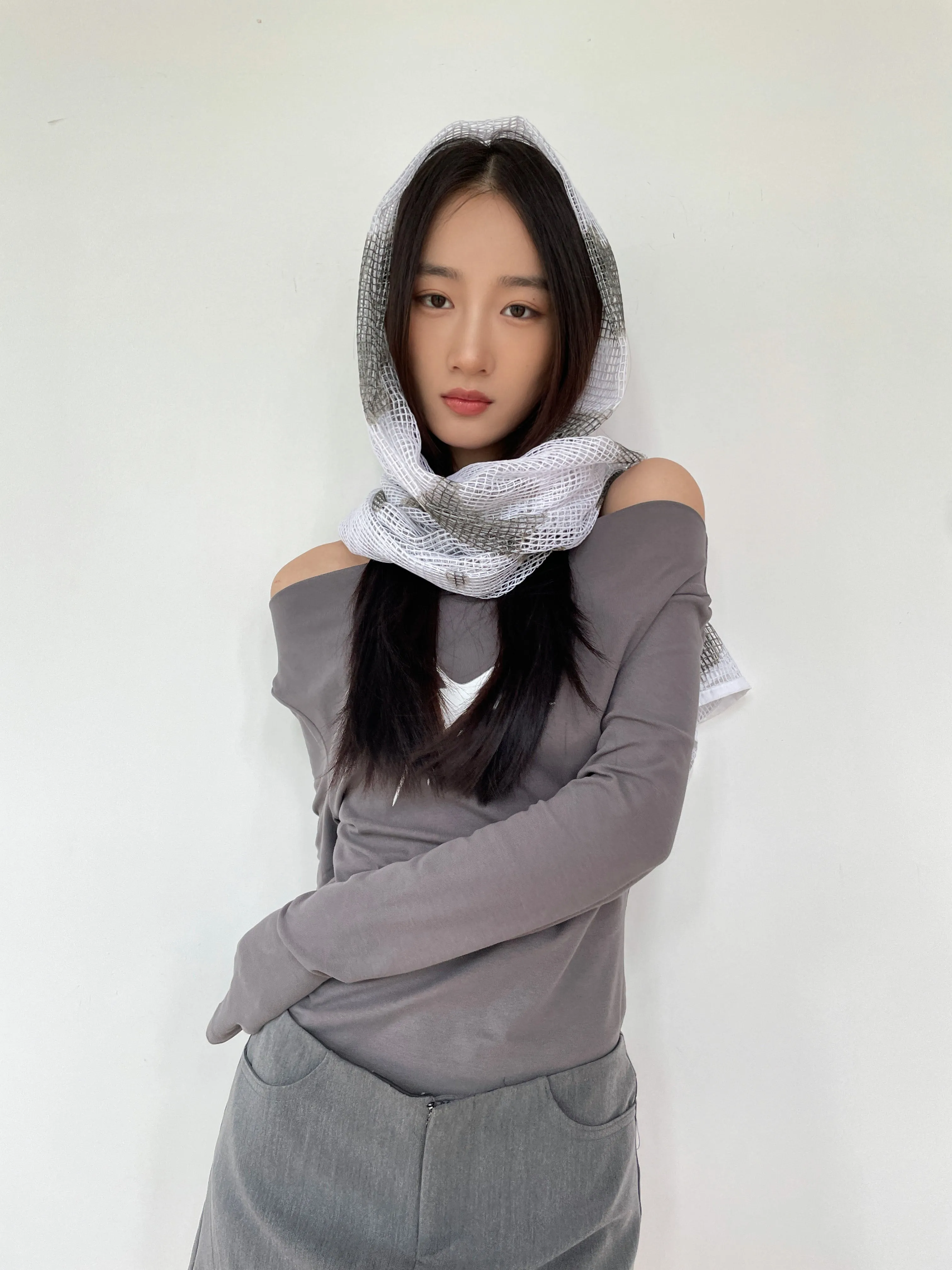 Sheer Mesh Metallic Thread Snakeskin Print Scarf