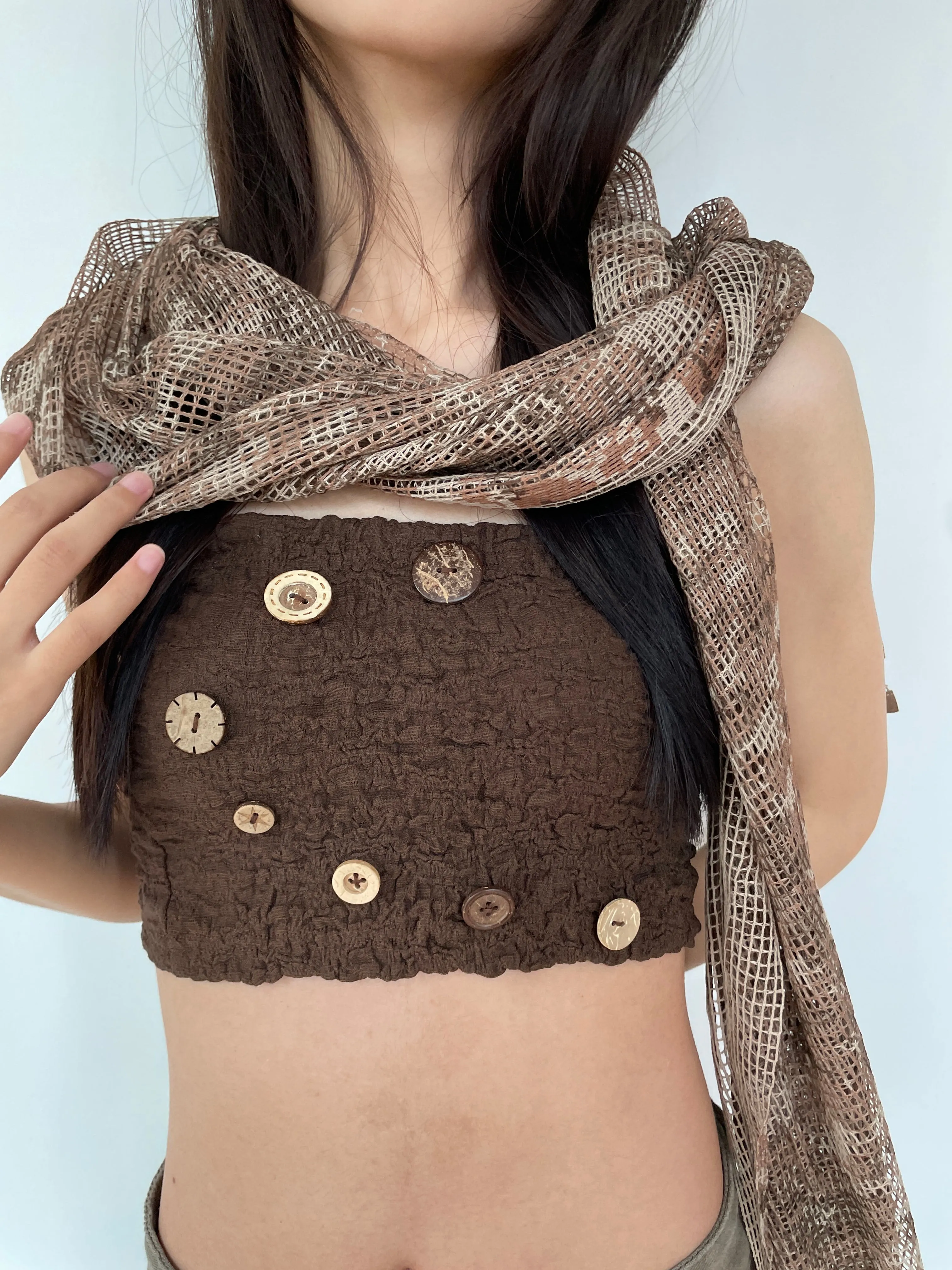 Sheer Mesh Metallic Thread Snakeskin Print Scarf