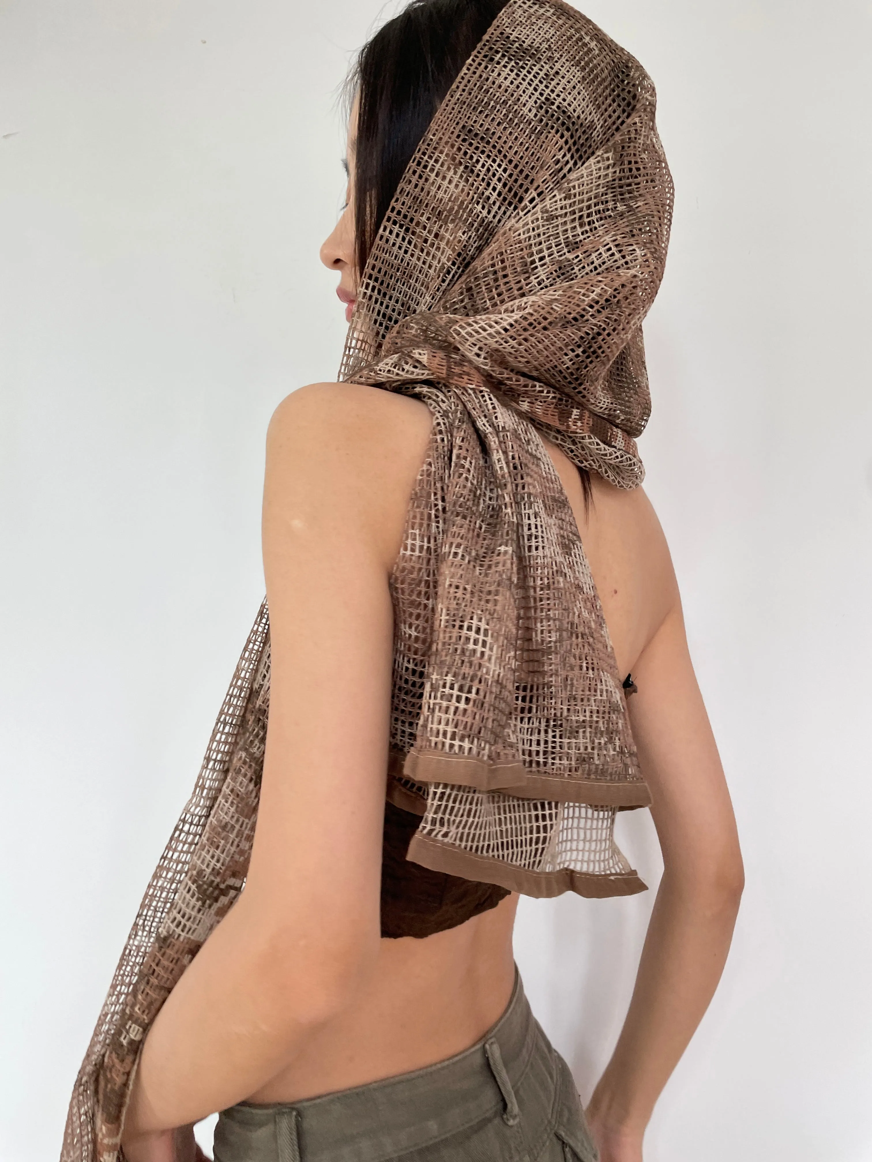 Sheer Mesh Metallic Thread Snakeskin Print Scarf