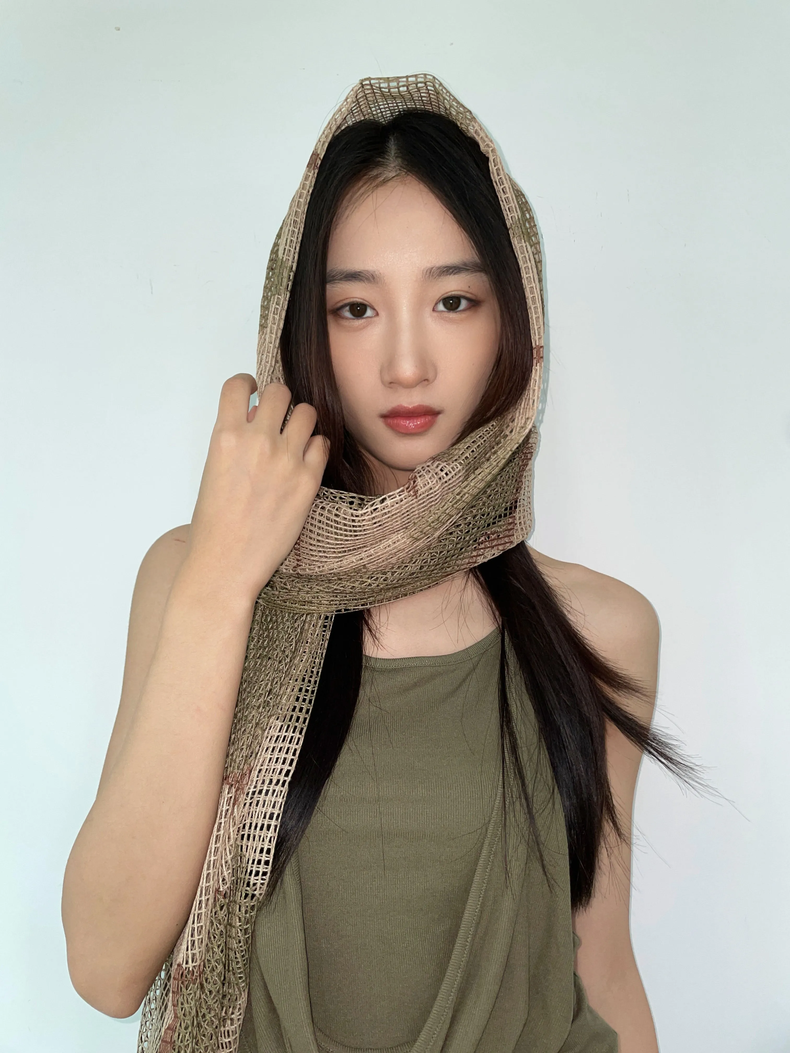 Sheer Mesh Metallic Thread Snakeskin Print Scarf