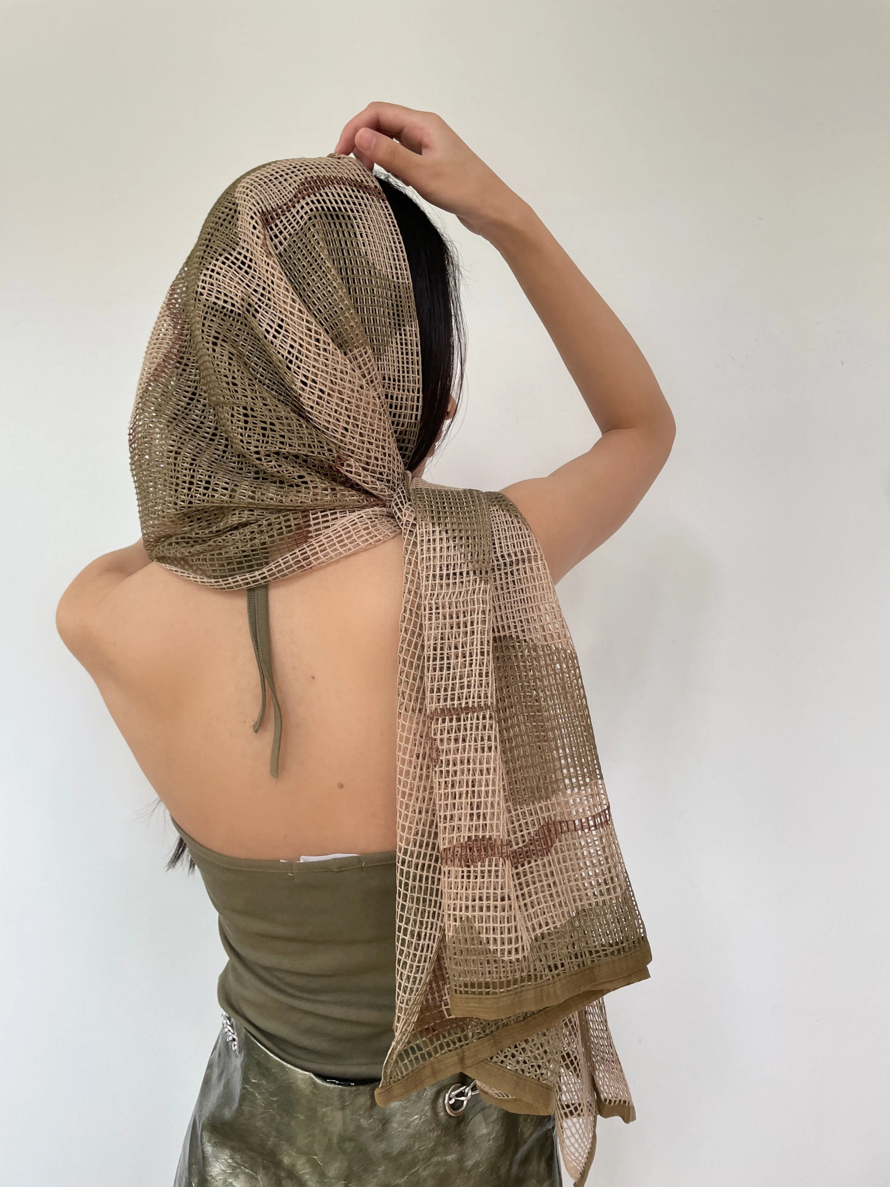 Sheer Mesh Metallic Thread Snakeskin Print Scarf