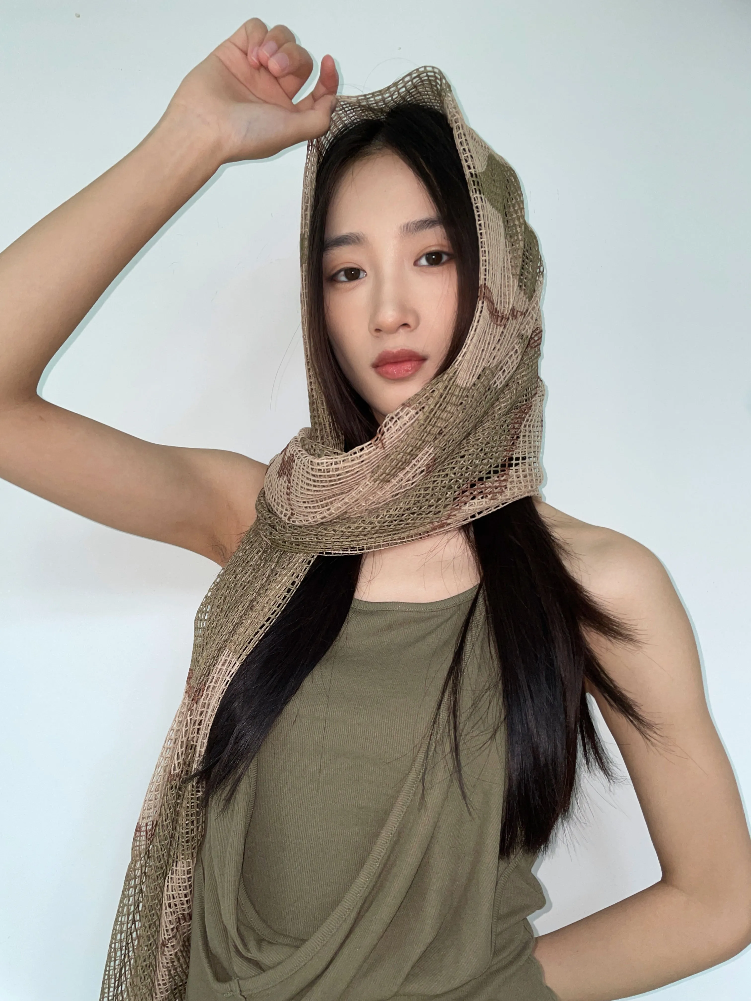 Sheer Mesh Metallic Thread Snakeskin Print Scarf