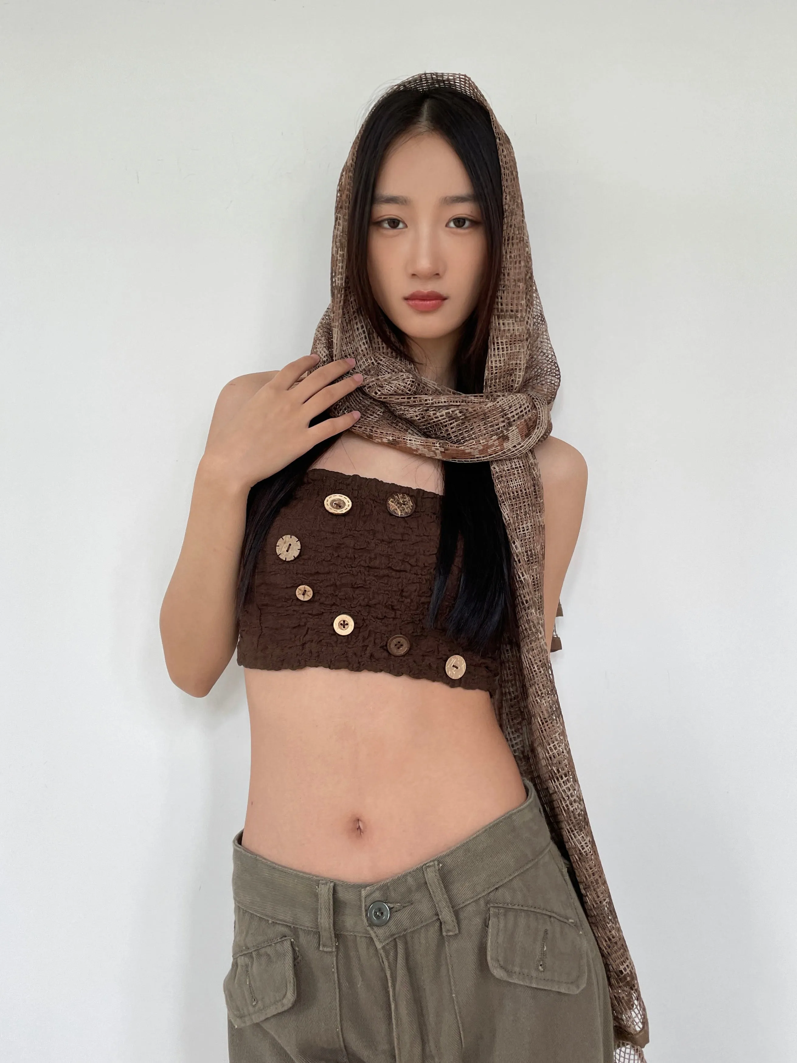Sheer Mesh Metallic Thread Snakeskin Print Scarf