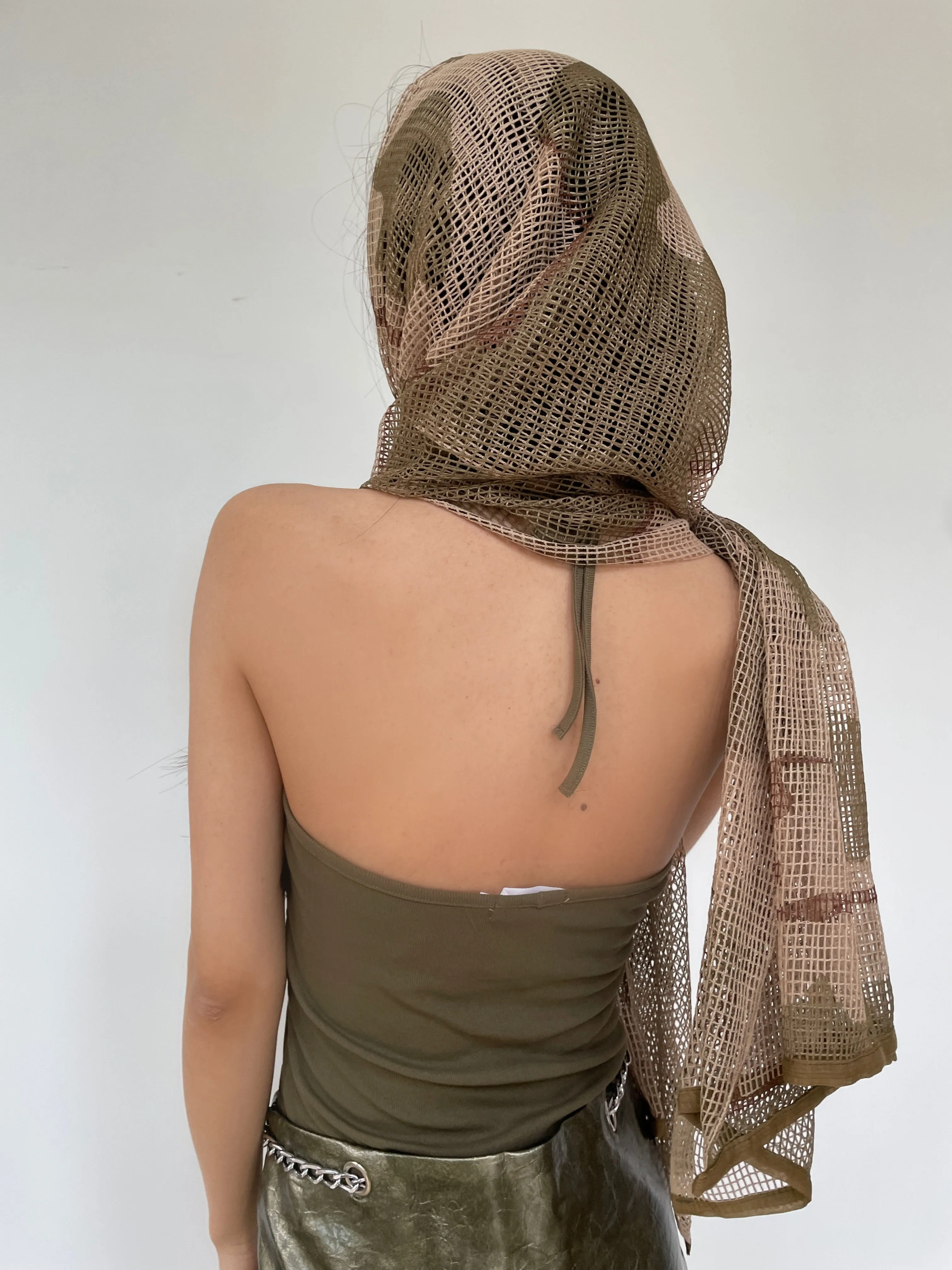 Sheer Mesh Metallic Thread Snakeskin Print Scarf