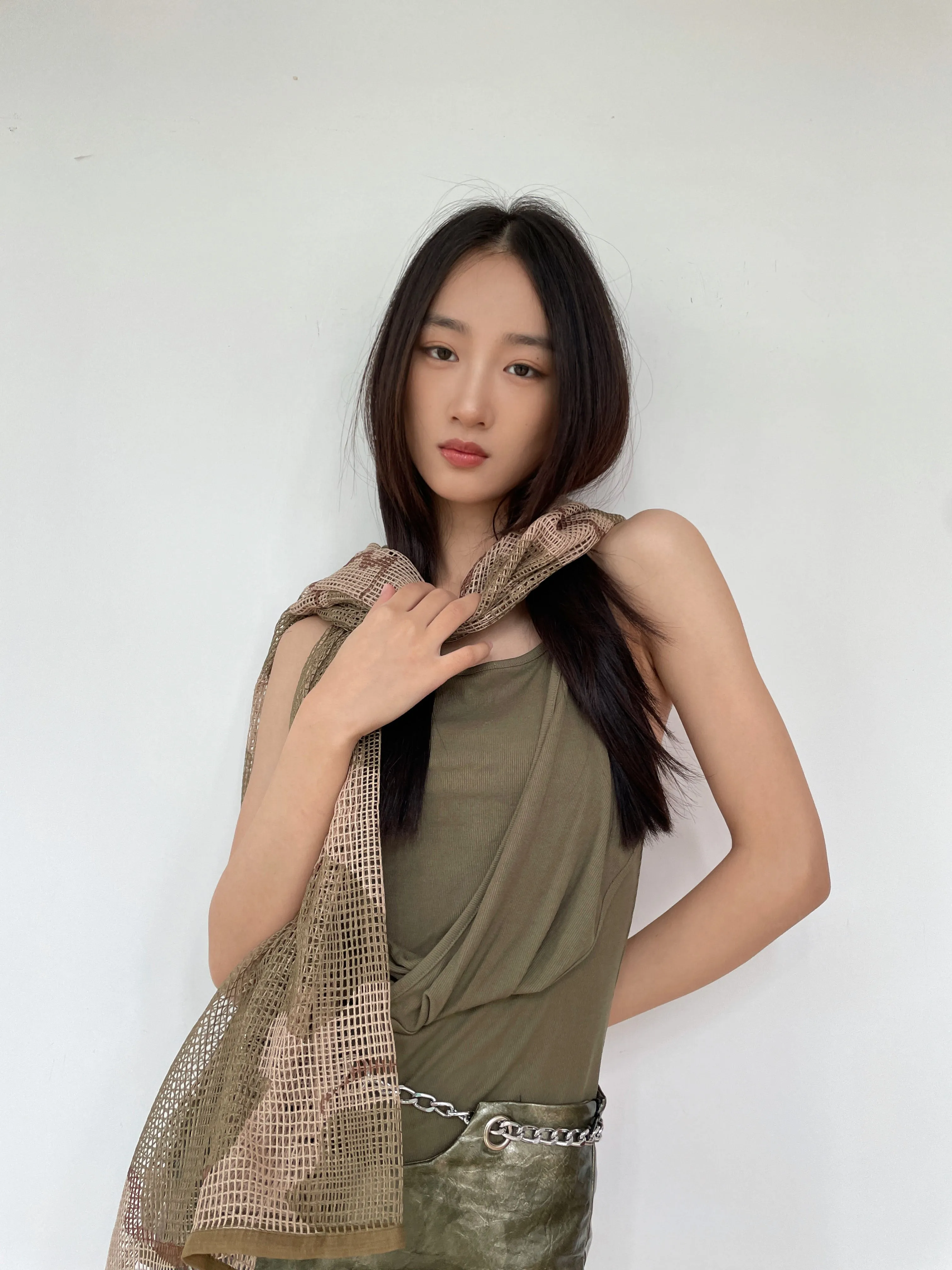 Sheer Mesh Metallic Thread Snakeskin Print Scarf