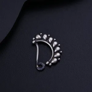 Silver Drop Motif Nath (Right, Clip on)