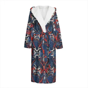 Sixty Eight 93 Logo Red & White Unisex Flannel Hooded Bathrobe #8