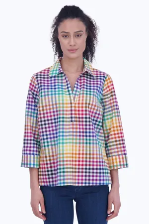 Sophia No Iron Rainbow Gingham Popover Shirt