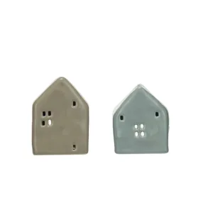 Stoneware House Tealight Holder, 2 Styles