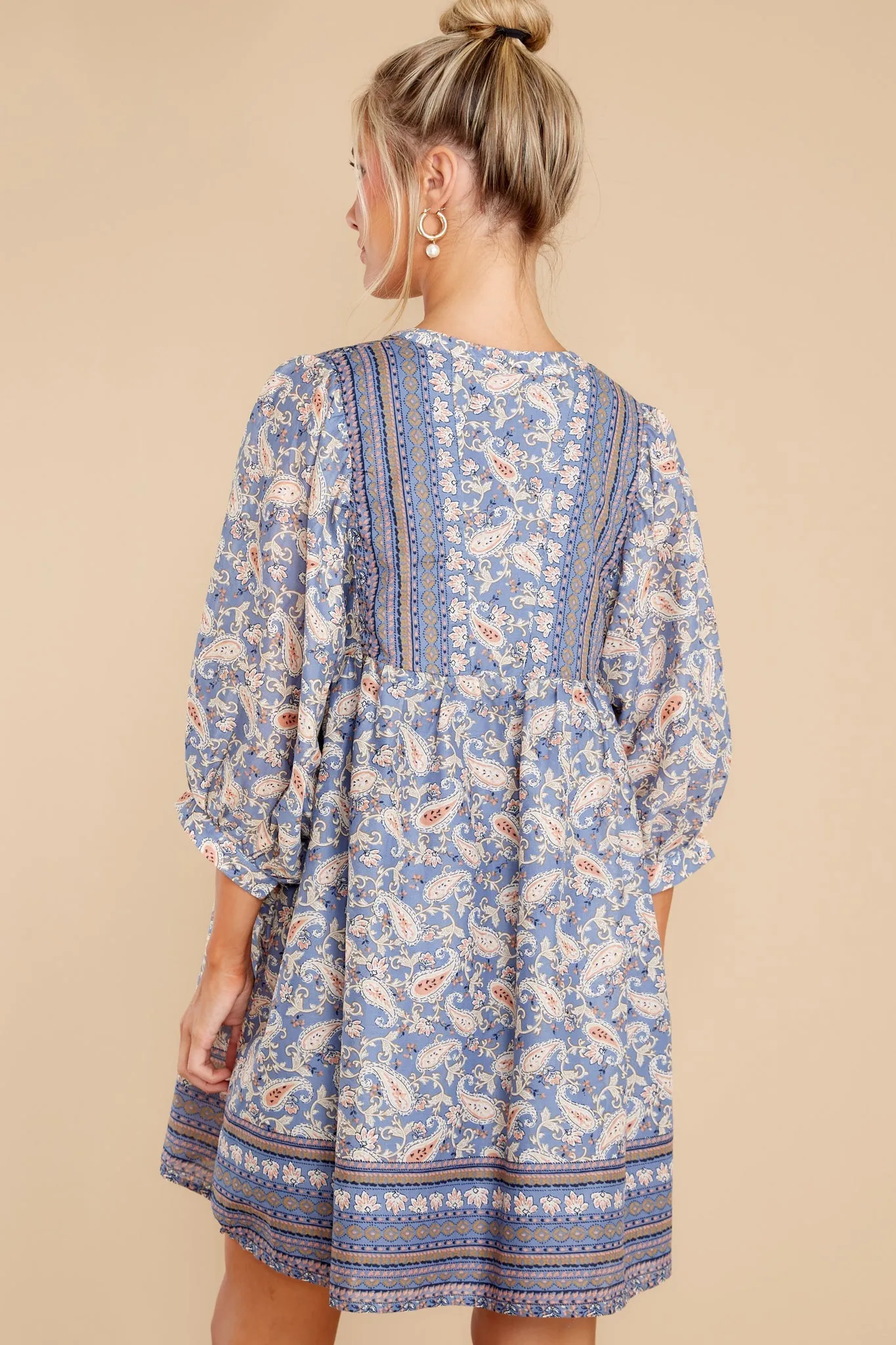 Summer In The Hamptons Ash Blue Print Dress