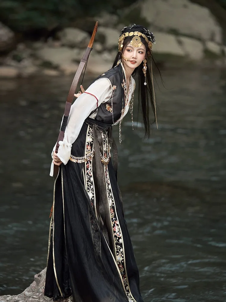 [Tang Dynasty] Hanfu Daily Tear Skirt Black Women's Suit
