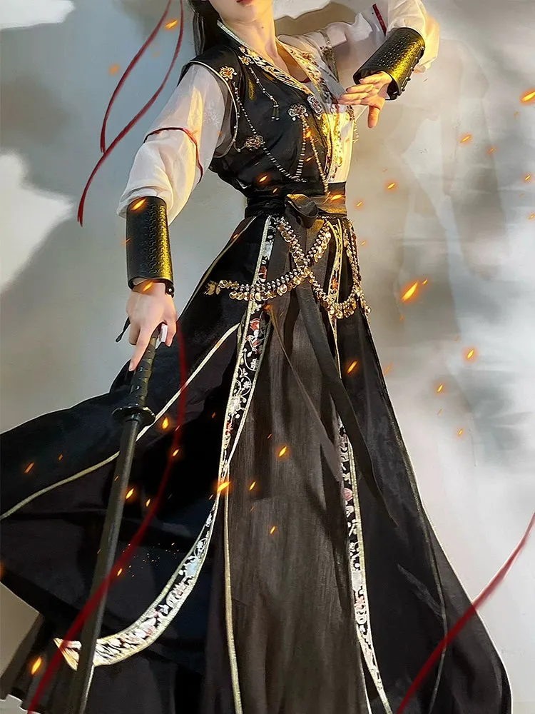 [Tang Dynasty] Hanfu Daily Tear Skirt Black Women's Suit