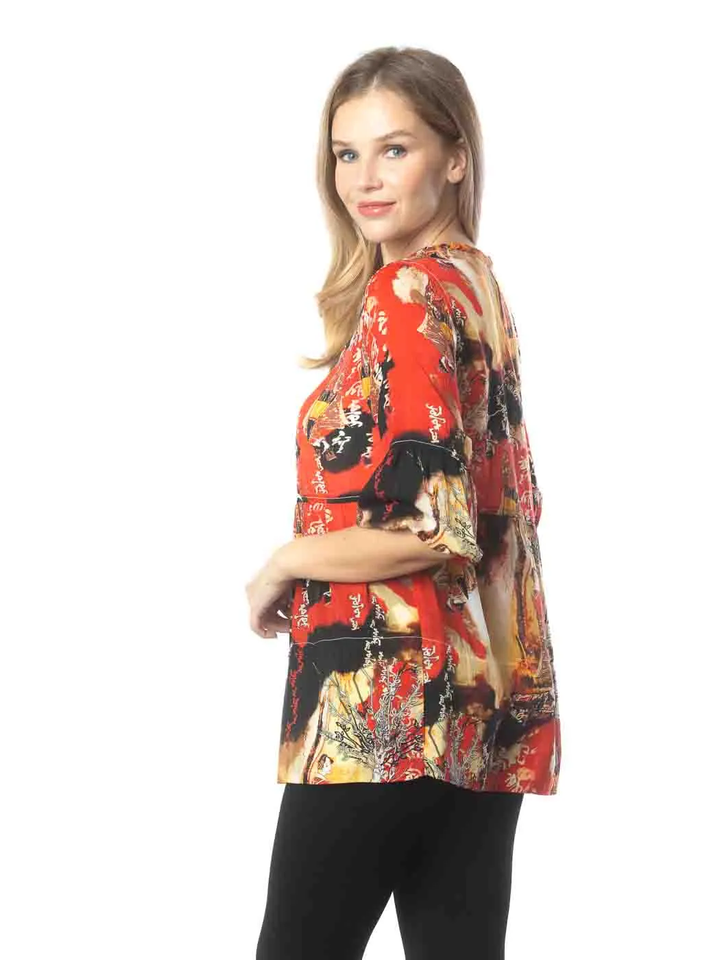 Tianello Print  "Princess Masumi" Sueded CUPRO  "Shelby" Blouse