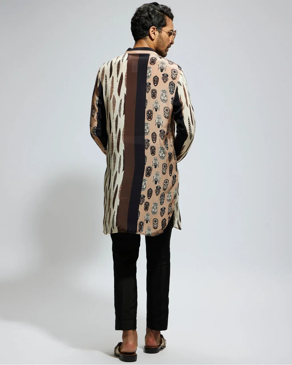 Tribal Mask And Feather Printed Kurta Set