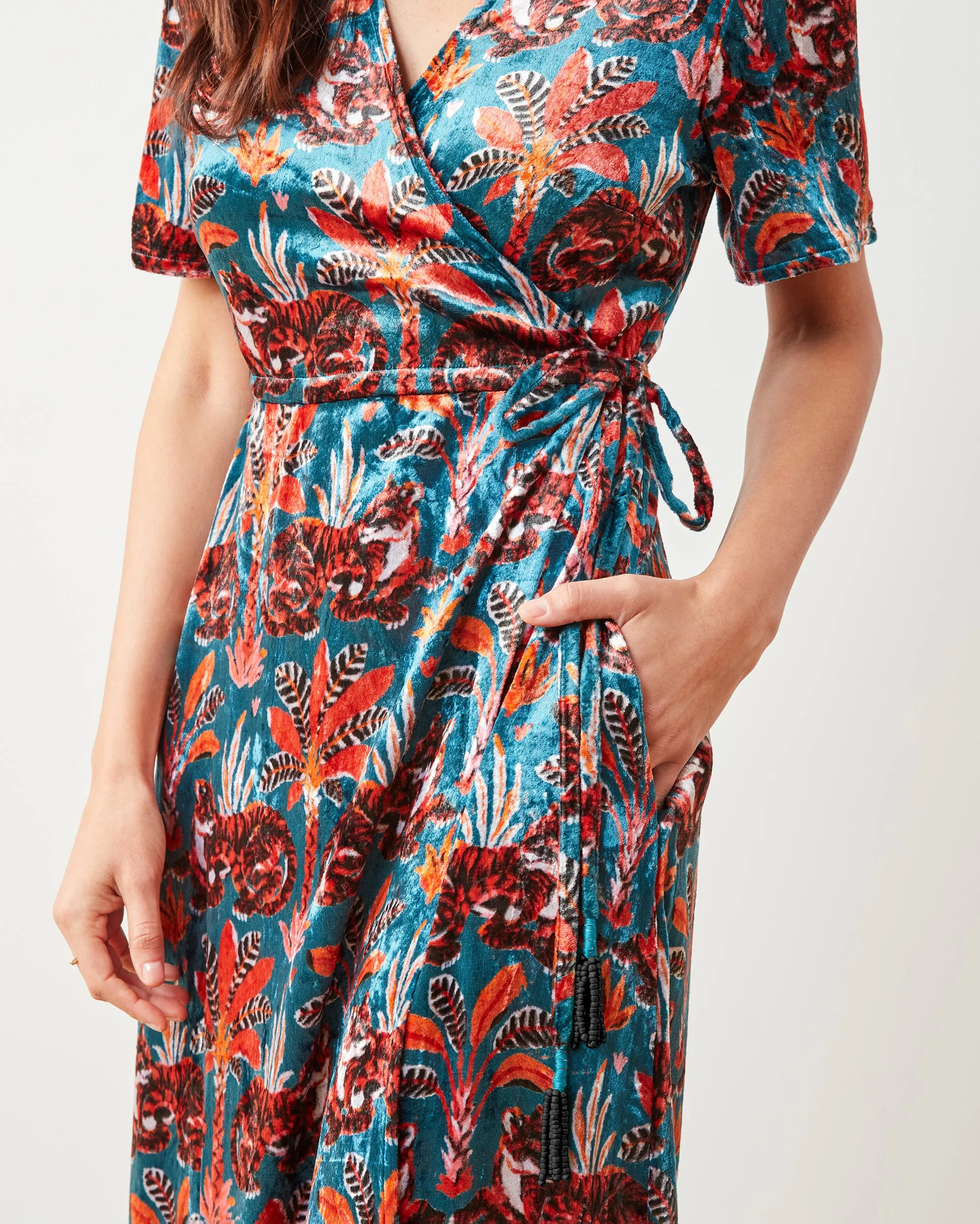 Untamed Tiger - Willow Wrap Dress - Teal Oxide