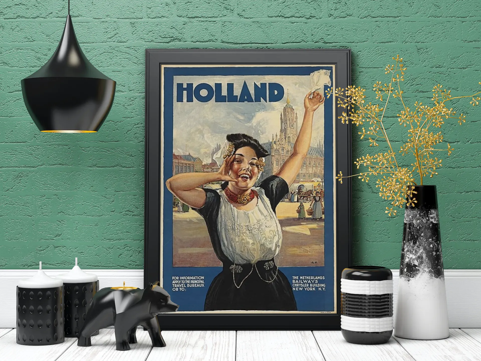 Vintage Holland Lady Poster (Framed Art Print)