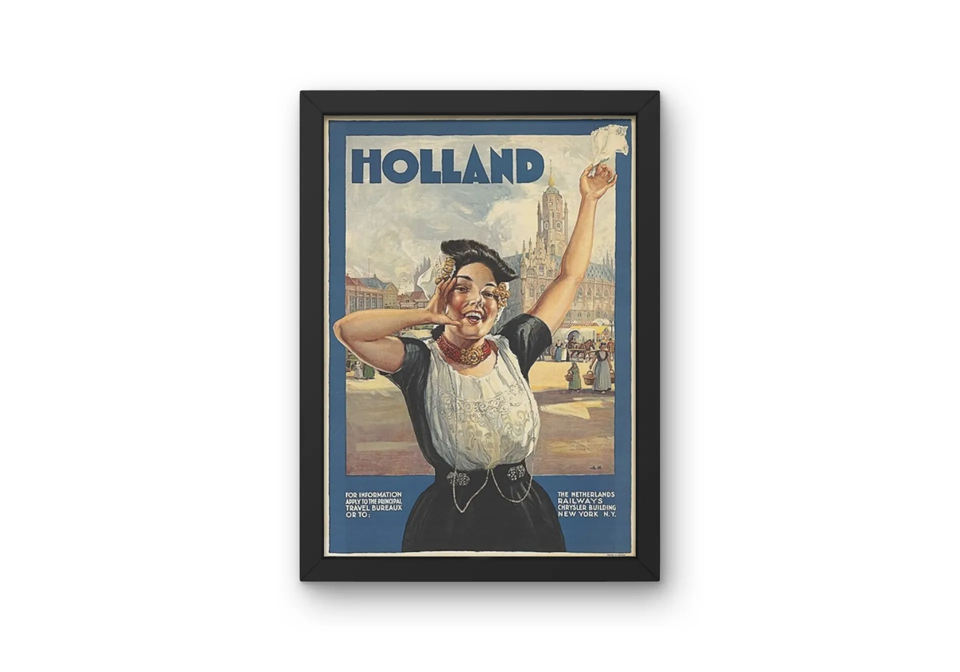 Vintage Holland Lady Poster (Framed Art Print)