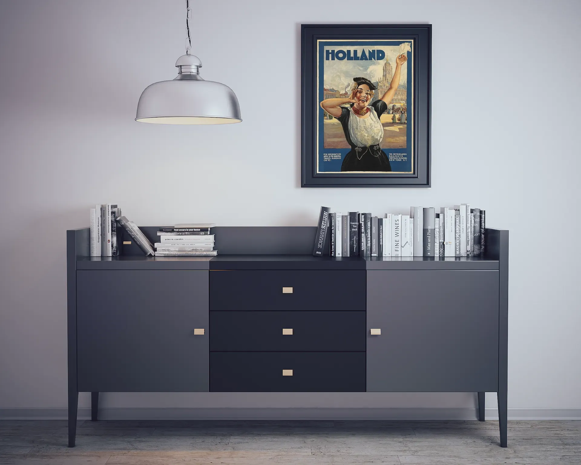 Vintage Holland Lady Poster (Framed Art Print)