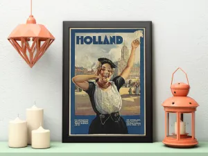 Vintage Holland Lady Poster (Framed Art Print)