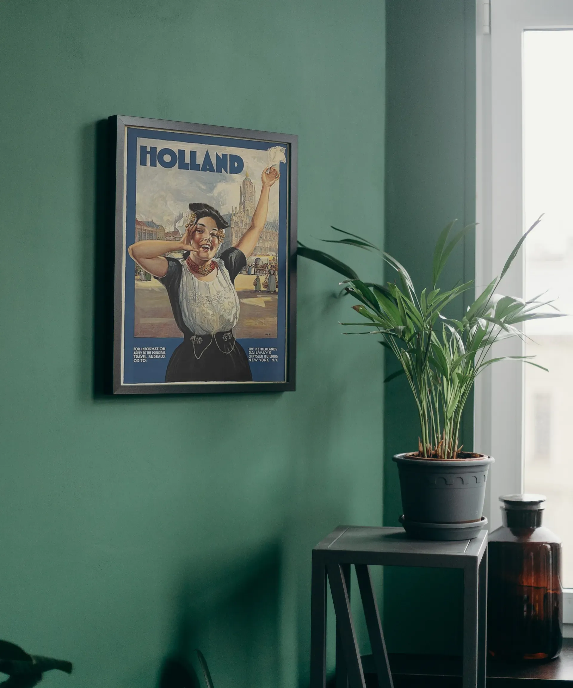 Vintage Holland Lady Poster (Framed Art Print)