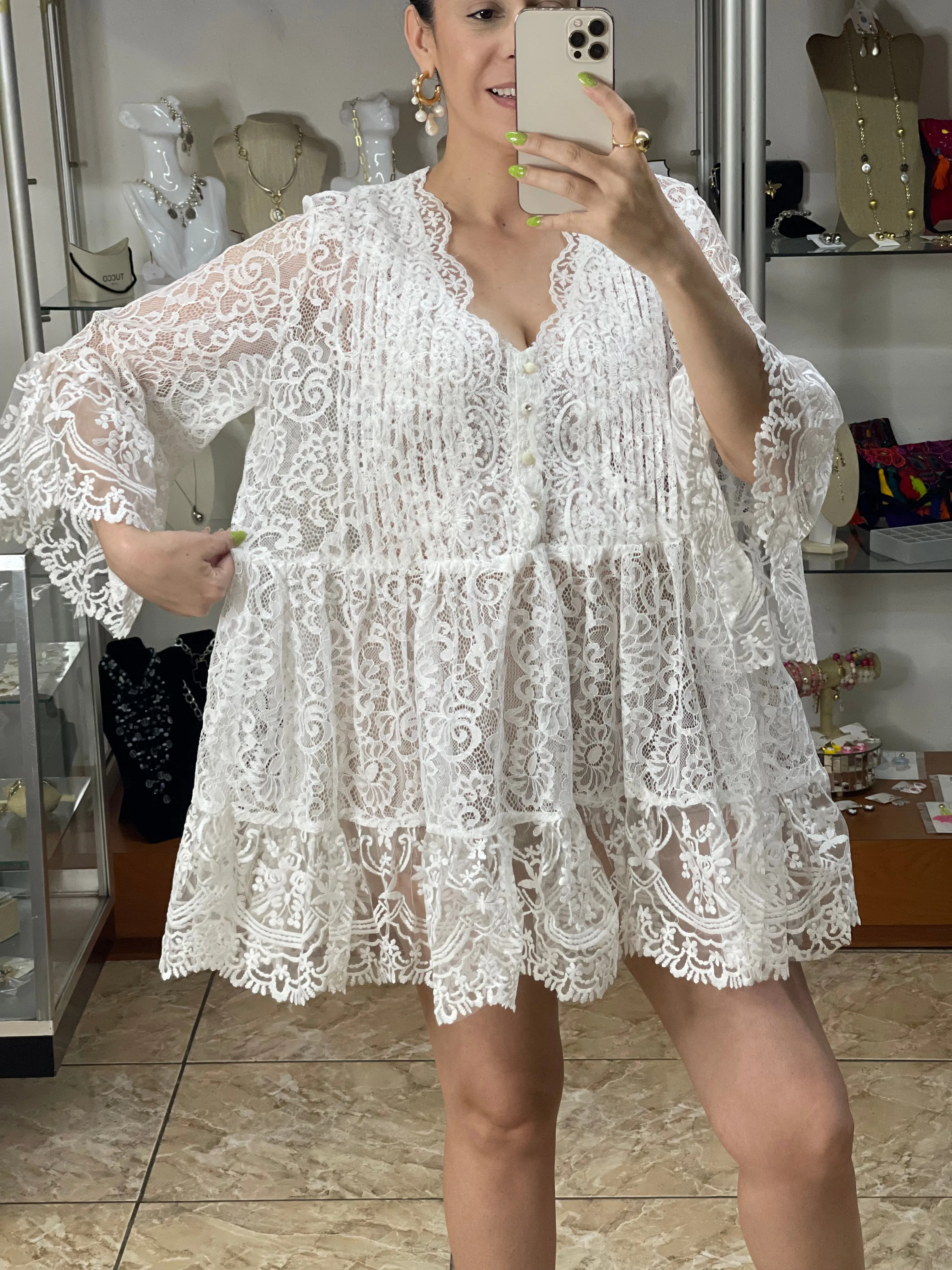 White OS Tunic Top/Mini Dress