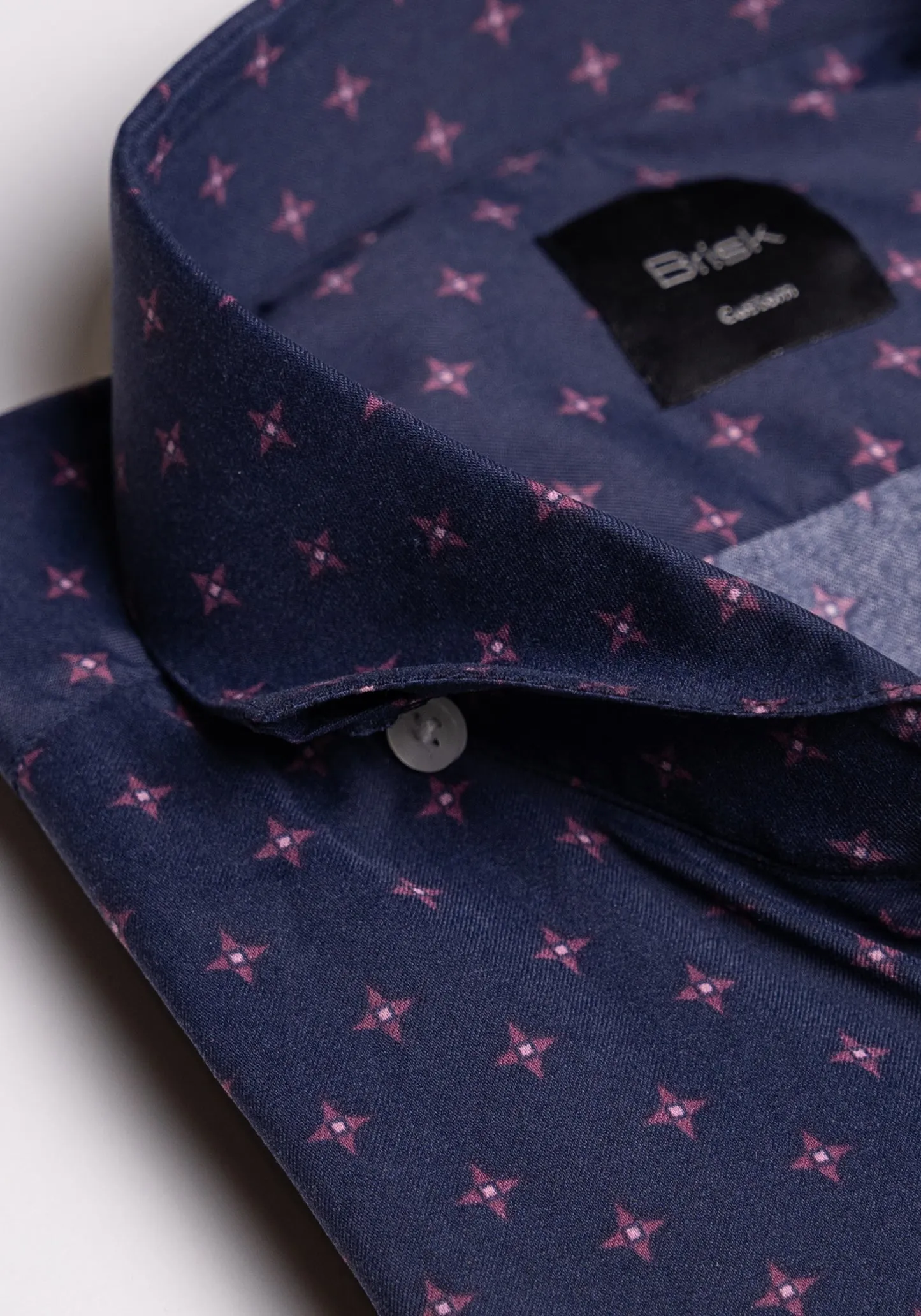 Wrinkle-Free Midnight Blue Star Printed Performance Stretch Shirt